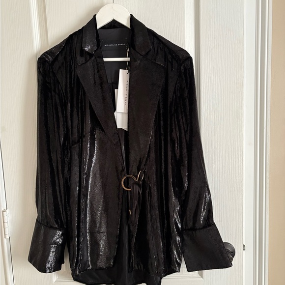 Michael Lo Sorodo Black Crushed Velvet Jacket – Size 6 - Picture 2 of 6